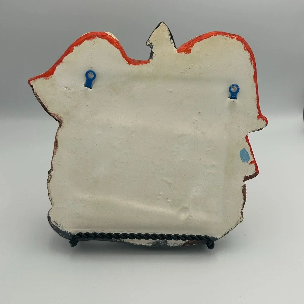 Vintage Chalkware Fairy House Mushroom Ladybug Mirror Red White Wall Juta‎ S 70s